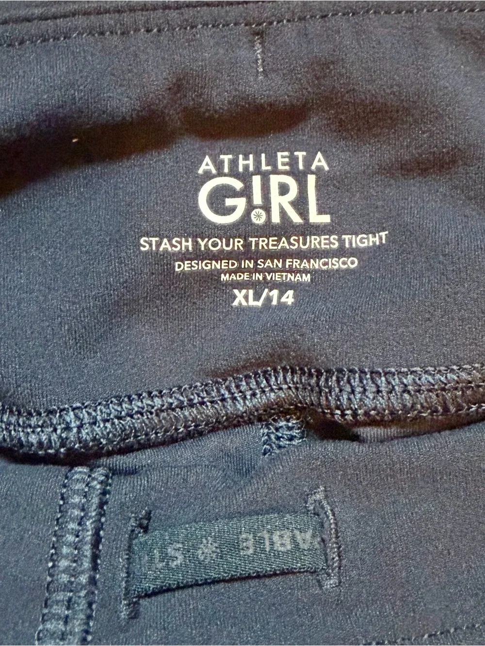 Athleta Girl Stash Your Treasures Tight Navy Blue Size XL/14 Activewear Leggings